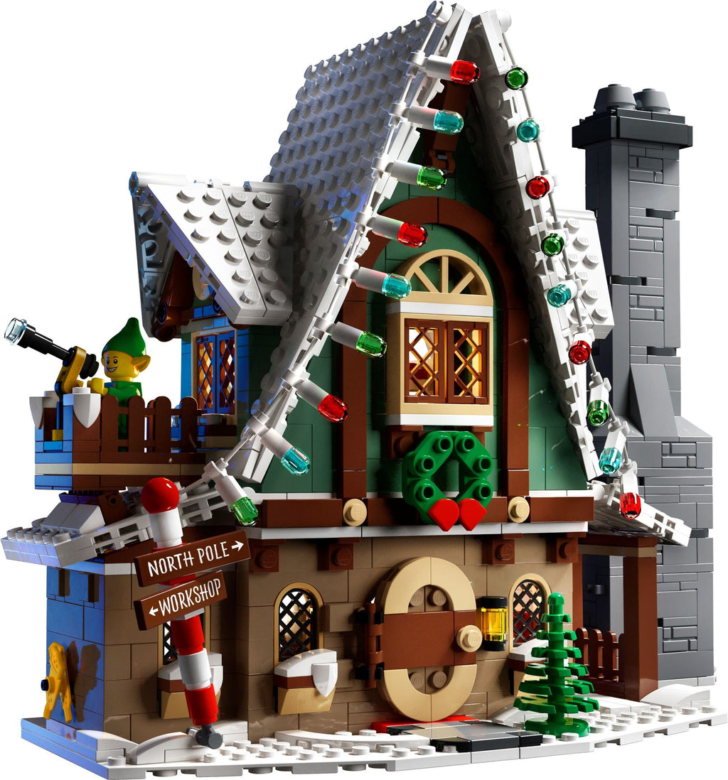 Toy house with a character on a white background