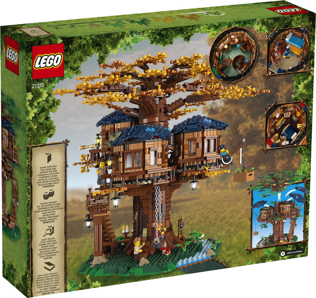 LEGO treehouse set packaging with treehouse model and LEGO branding