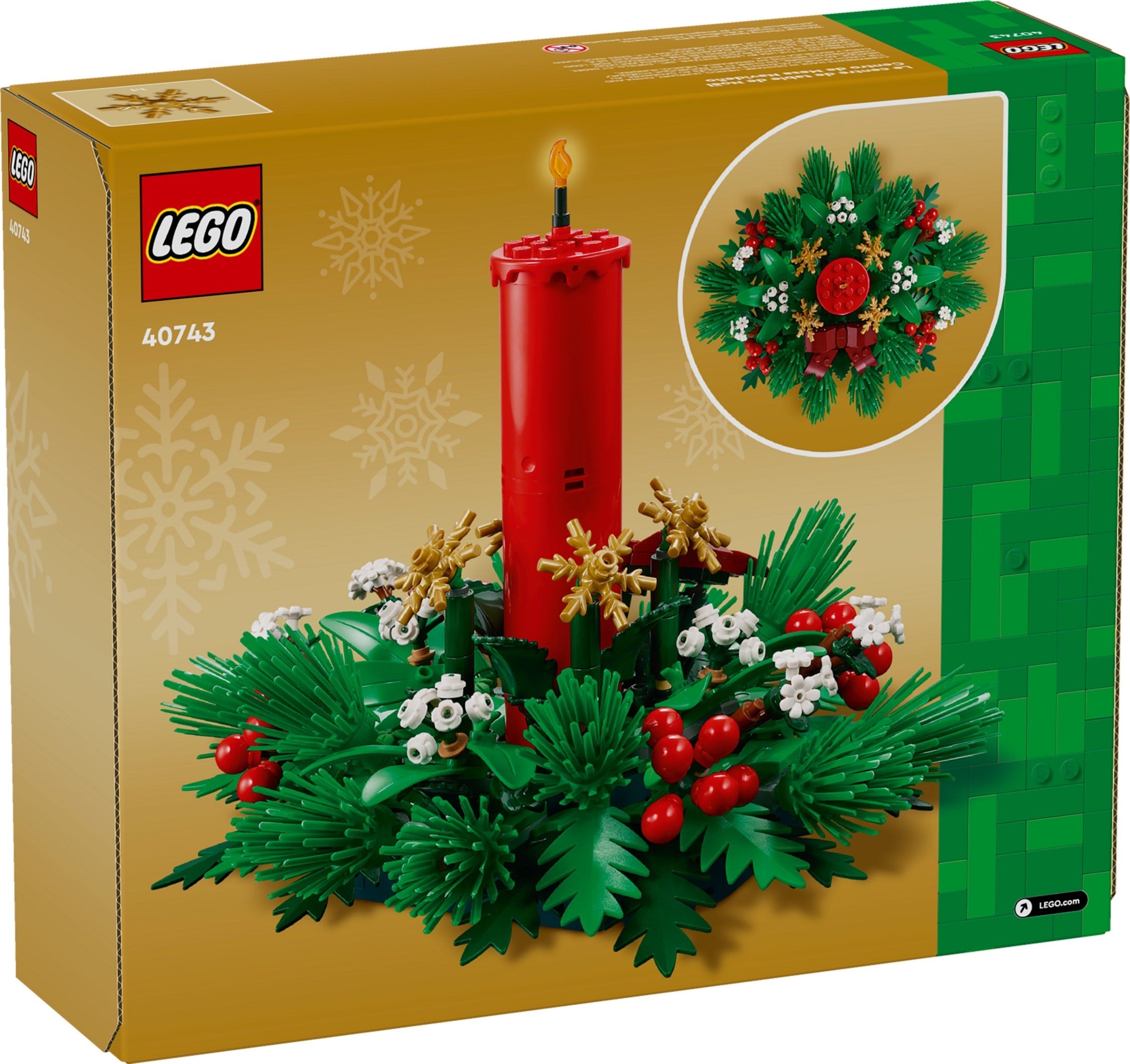 LEGO Christmas candle set packaging with wreath detail